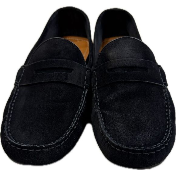 Gucci Black Suede Web Stripe Penny Loafers – Style 566294 main image 5